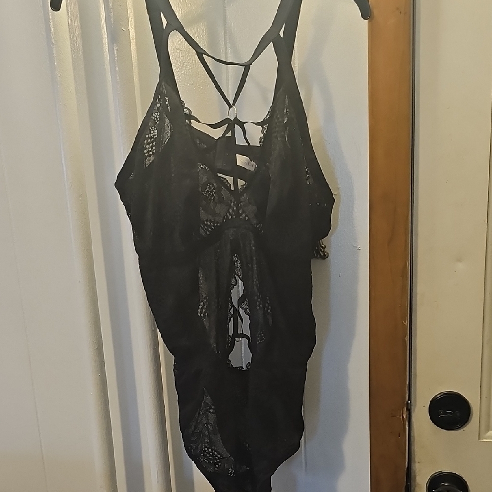 Sexy Cacique Black Lace Teddy/Bodysuit Size 26/28